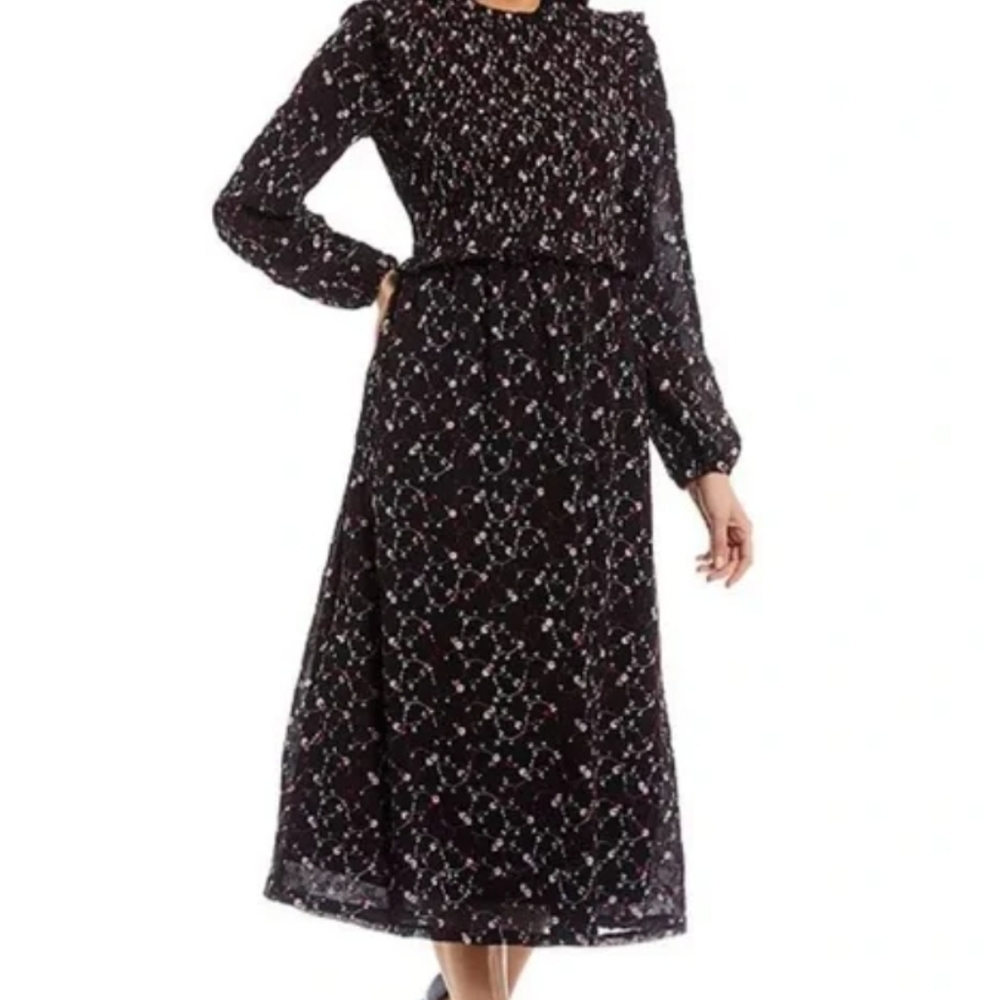 Shabby Chic Romantic Modest NWT Amelia Midi Ditzy Floral Dress Size Small